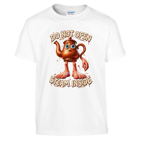 Ta Ta Ta Sahur print on a white kids t-shirt, front view