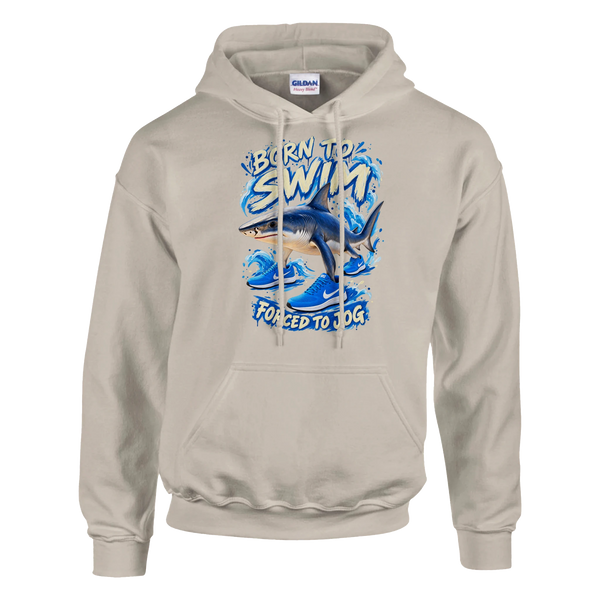 Tralalero Tralala print on a sand pullover hoodie, front view