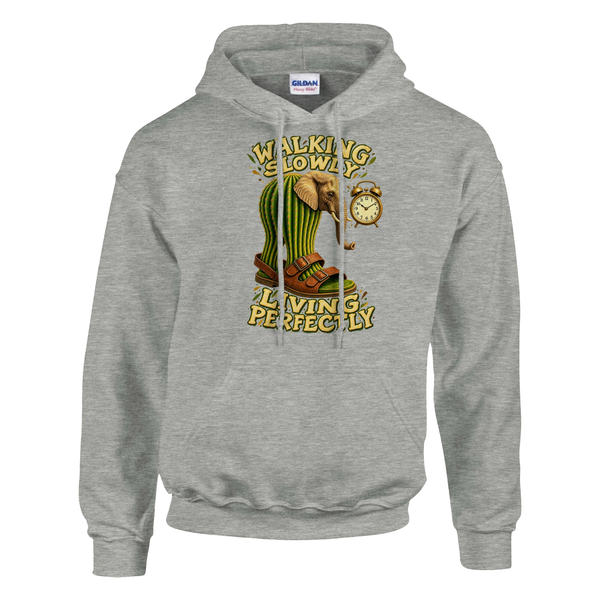 Lirili Larila print on an ash grey pullover hoodie, front view