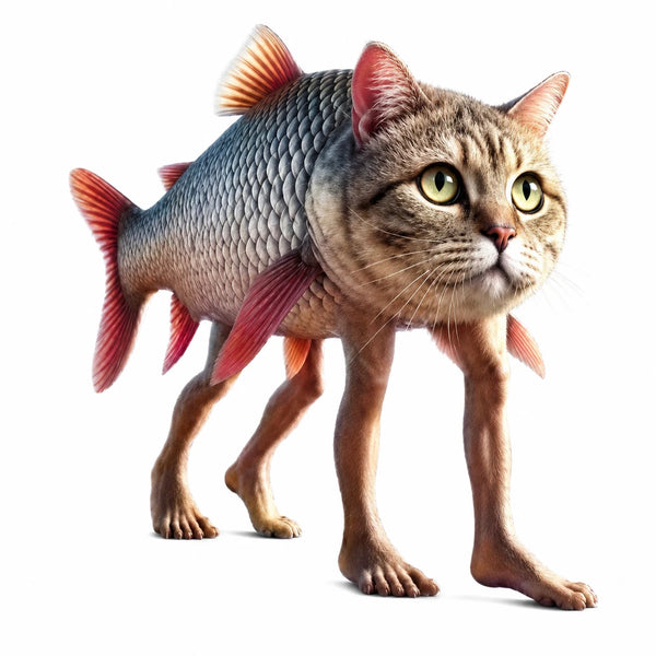 Trulimero Trulichina, the cat fish brainrot character with a cat head on a fish body
