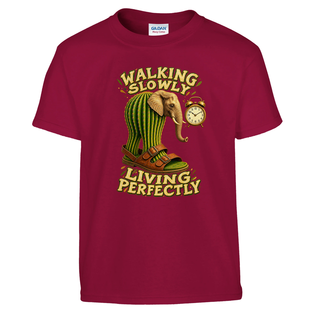 Lirili Larila print on a cardinal red kids t-shirt, front view
