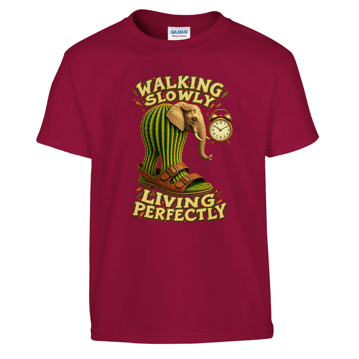 Lirili Larila print on a cardinal red kids t-shirt, front view