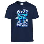 67 print on a navy kids t-shirt, front view