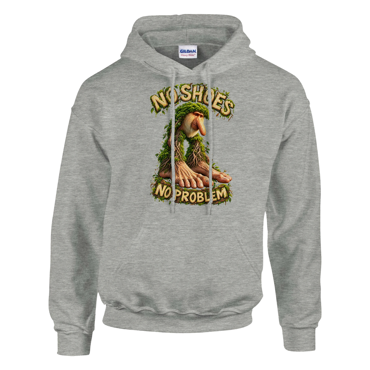 Brr Brr Patapim print on an ash grey pullover hoodie, front view