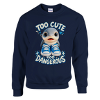 Los Tralaleritos print on a navy crewneck sweatshirt, front view