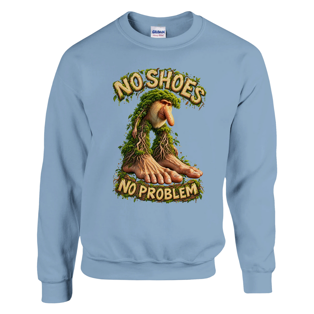 Brr Brr Patapim print on a light blue crewneck sweatshirt, front view