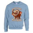 Cocofanto Elefanto print on a light blue crewneck sweatshirt, front view