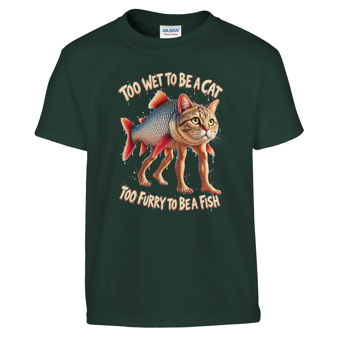 Trulimero Trulichina print on a forest green kids t-shirt, front view