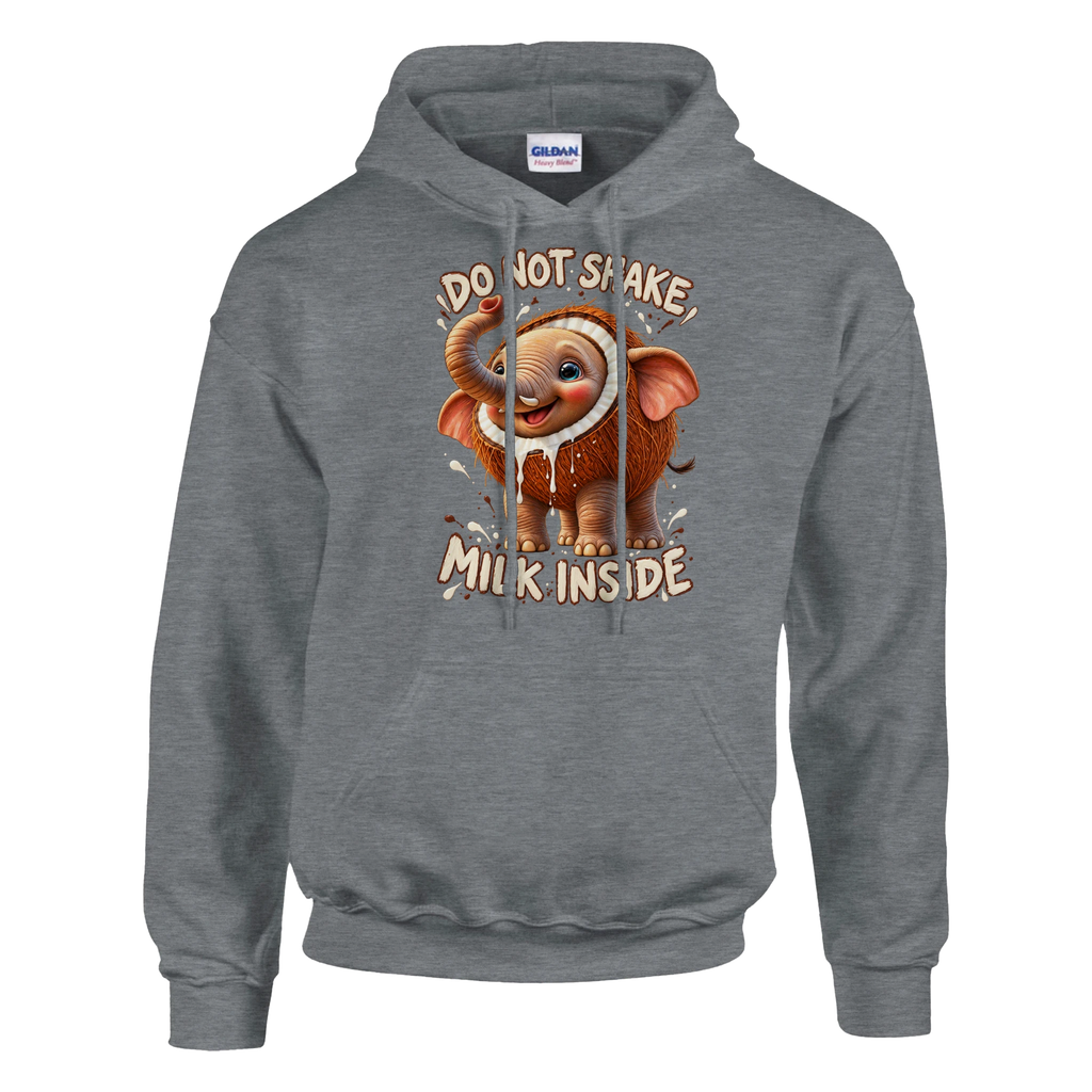 Cocofanto Elefanto print on a sport grey pullover hoodie, front view