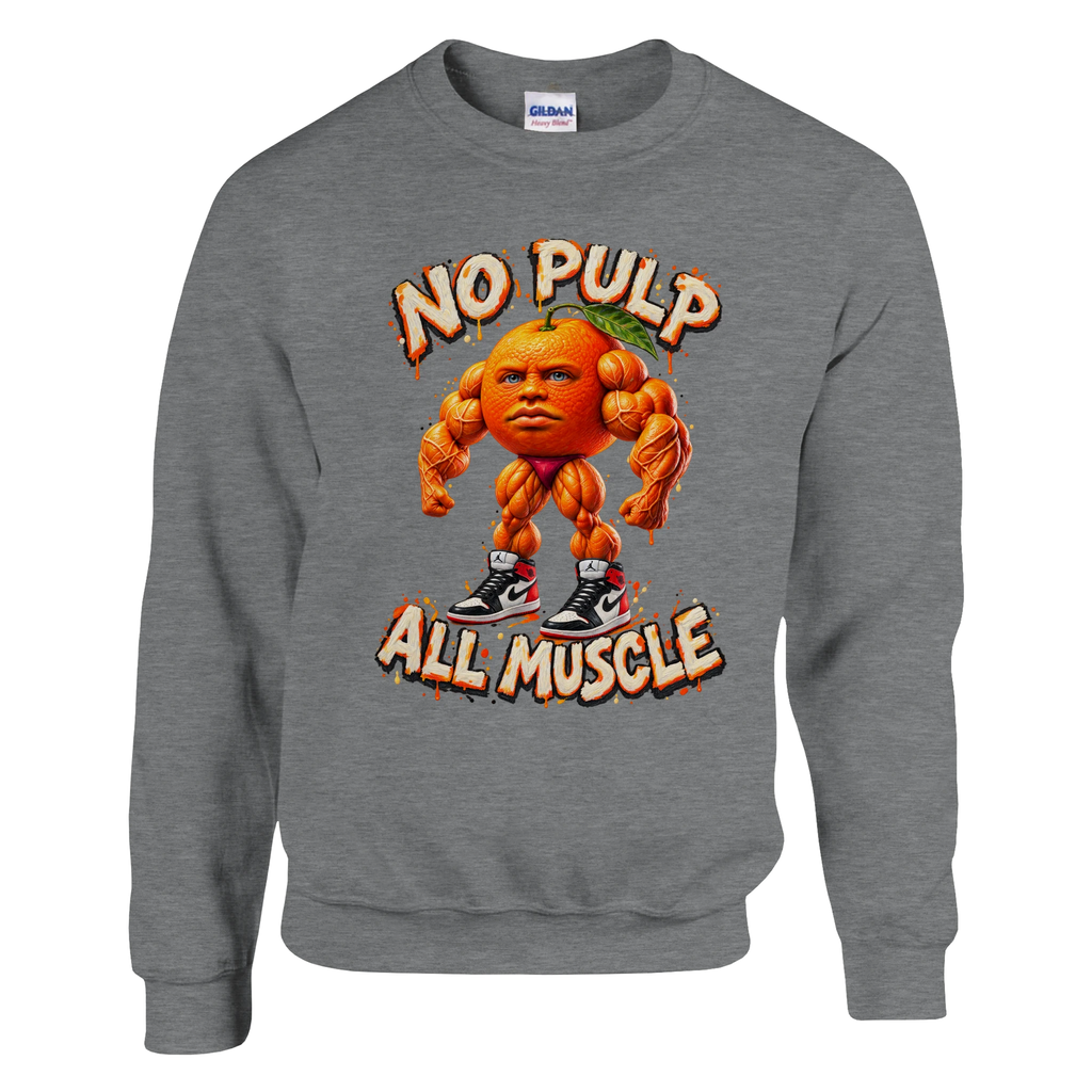Odin Din Din Dun print on a sport grey crewneck sweatshirt, front view