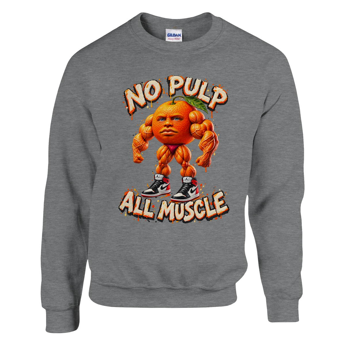 Odin Din Din Dun print on a sport grey crewneck sweatshirt, front view