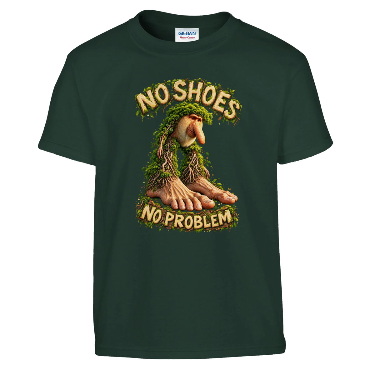 Brr Brr Patapim print on a forest green kids t-shirt, front view