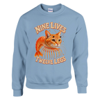 Trippi Troppi print on a light blue crewneck sweatshirt, front view