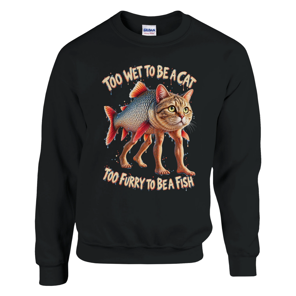 Trulimero Trulichina print on a black crewneck sweatshirt, front view