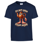 Ta Ta Ta Sahur print on a navy kids t-shirt, front view