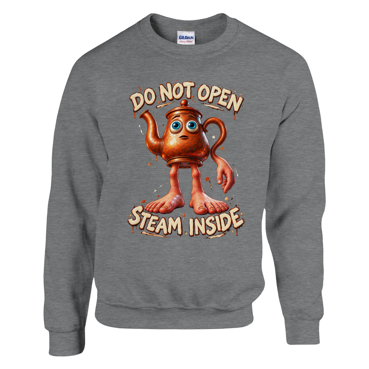 Ta Ta Ta Sahur print on a sport grey crewneck sweatshirt, front view