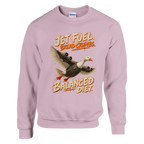 Bombombini Gusini print on a light pink crewneck sweatshirt, front view