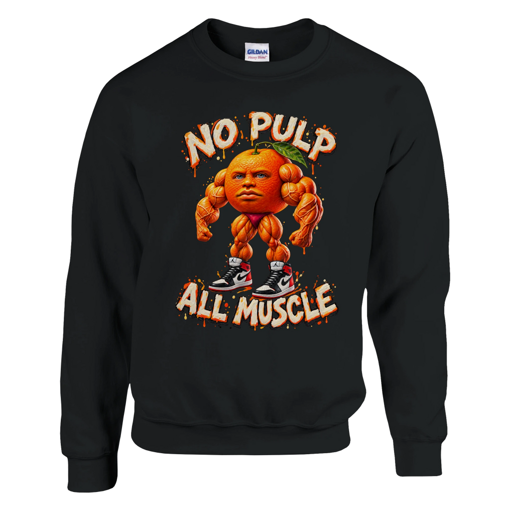 Odin Din Din Dun print on a black crewneck sweatshirt, front view