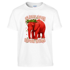 Strawberry Elephant print on a white kids t-shirt, front view
