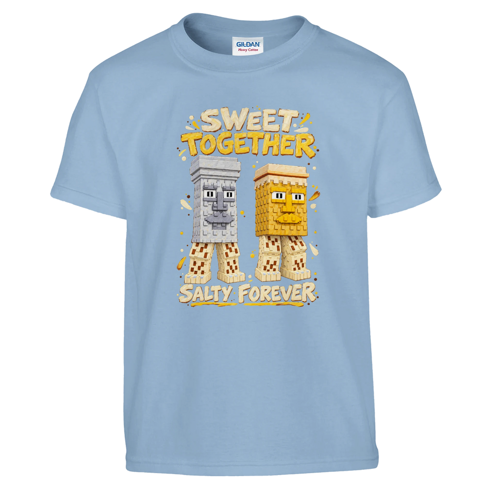 Garama and Madundung print on a light blue kids t-shirt, front view
