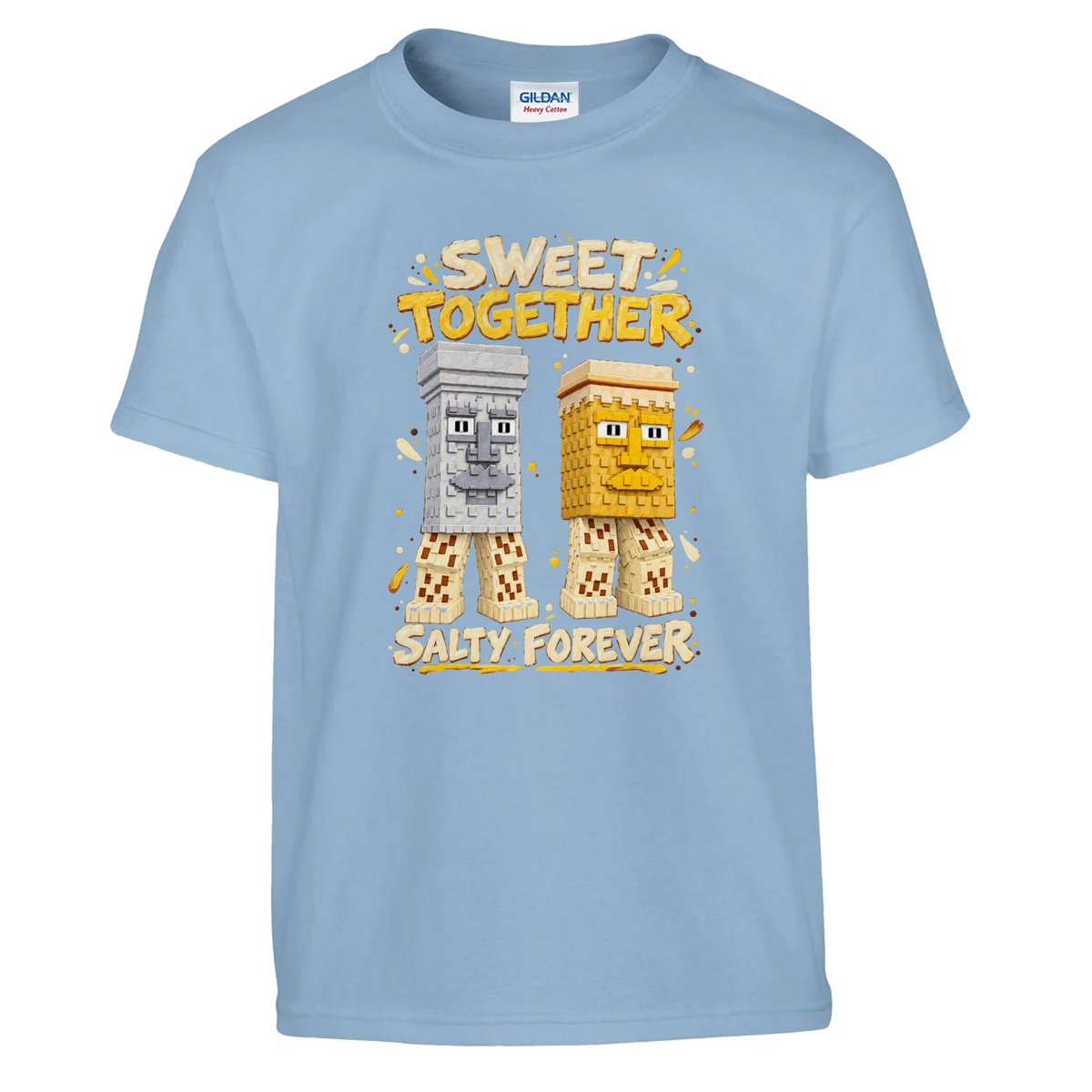 Garama and Madundung print on a light blue kids t-shirt, front view