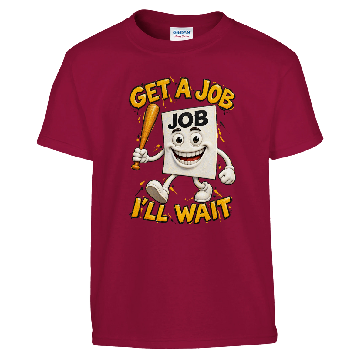Job Job Job Sahur print on a cardinal red kids t-shirt, front view