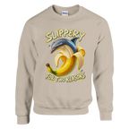 Bananita Dolphinita print on a sand crewneck sweatshirt, front view