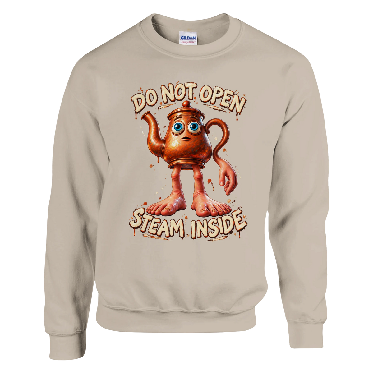 Ta Ta Ta Sahur print on a sand crewneck sweatshirt, front view