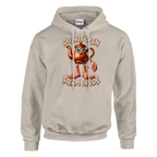 Ta Ta Ta Sahur print on a sand pullover hoodie, front view