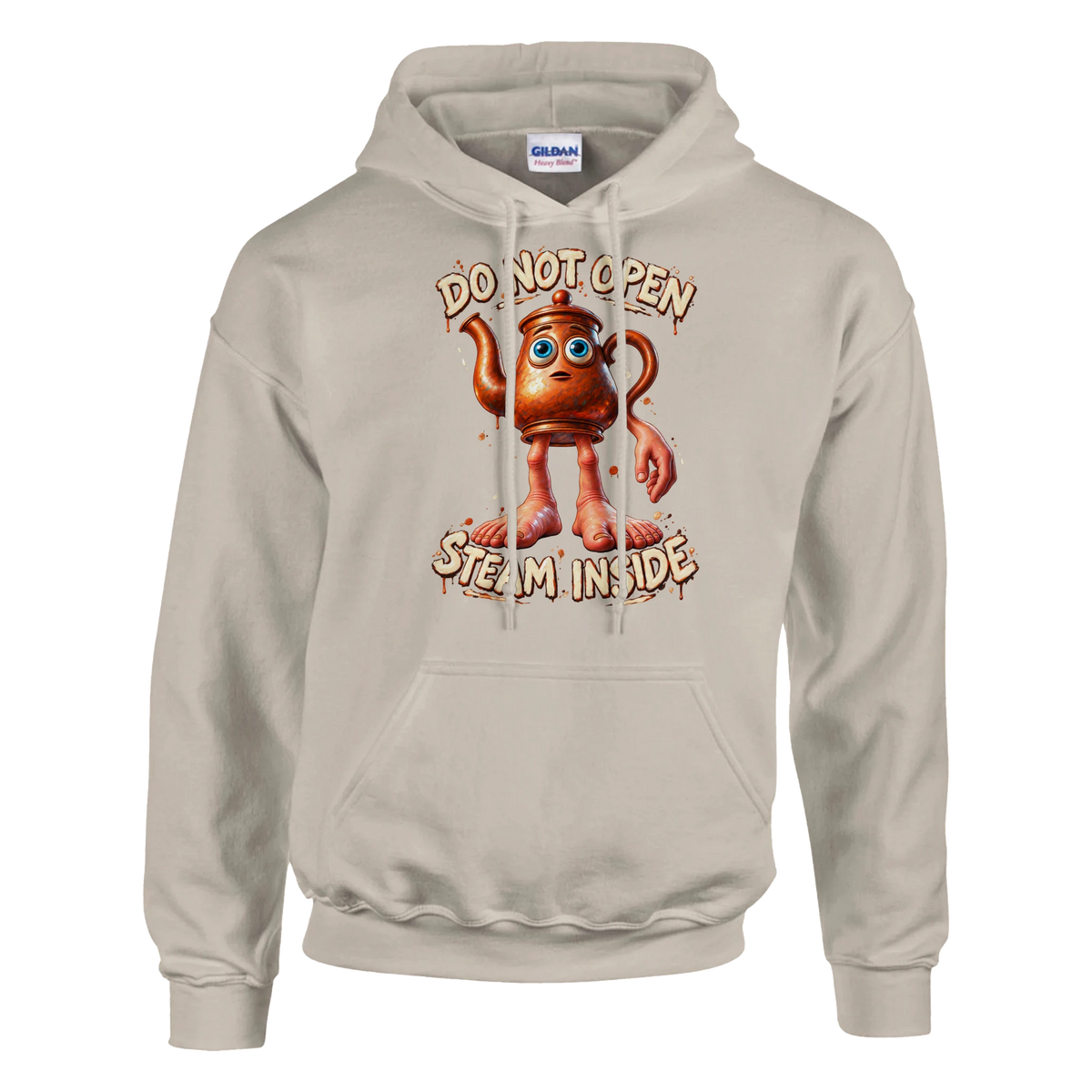 Ta Ta Ta Sahur print on a sand pullover hoodie, front view