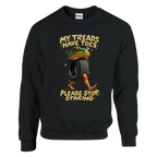 Boneca Ambalabu print on a black crewneck sweatshirt, front view