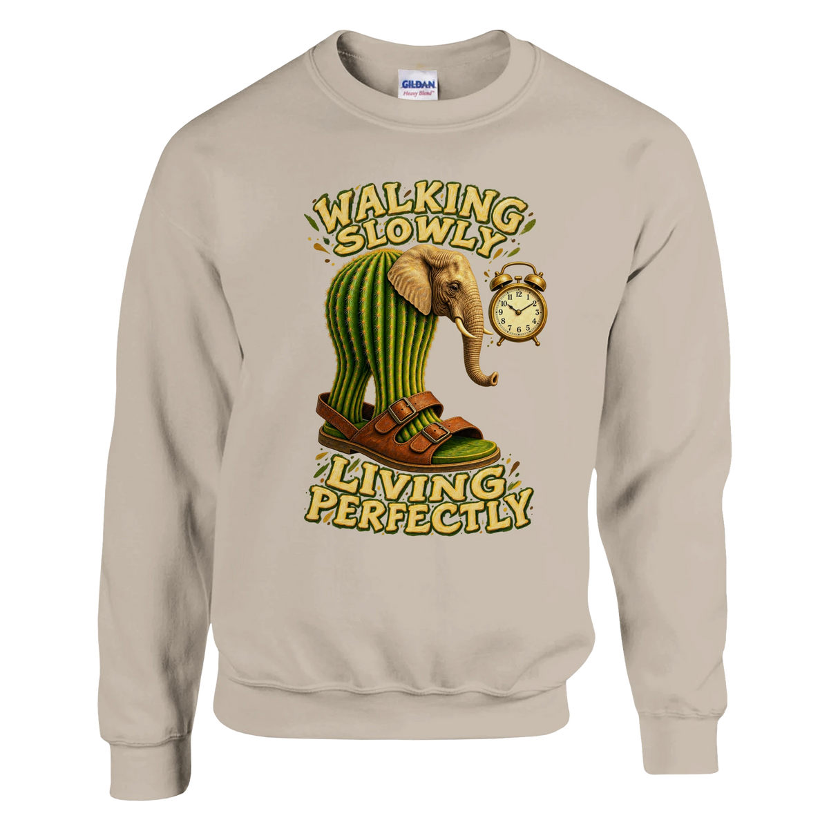 Lirili Larila print on a sand crewneck sweatshirt, front view