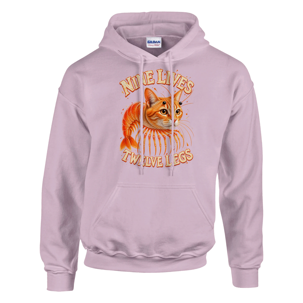 Trippi Troppi print on a light pink pullover hoodie, front view