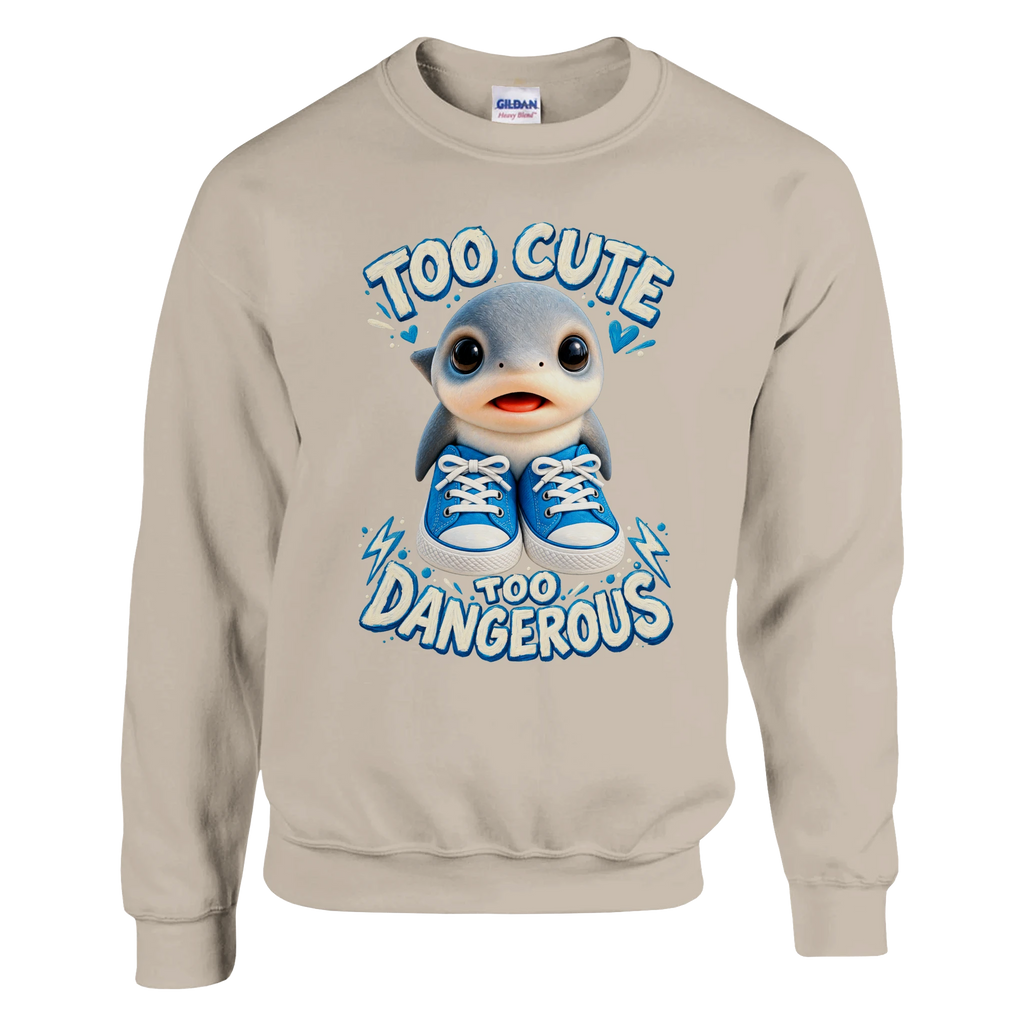 Los Tralaleritos print on a sand crewneck sweatshirt, front view