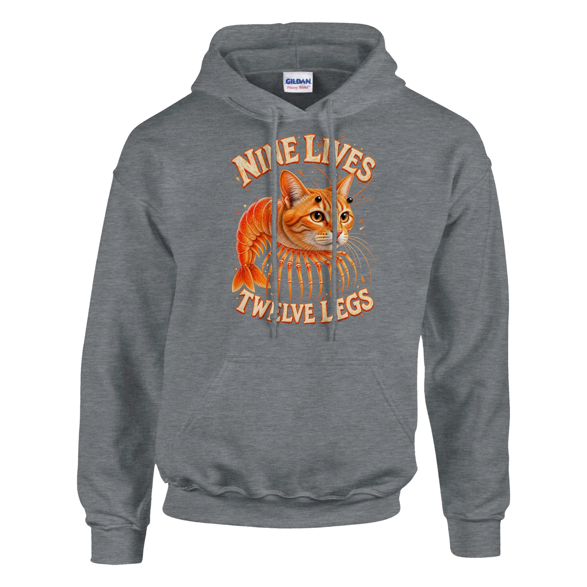 Trippi Troppi print on a sport grey pullover hoodie, front view
