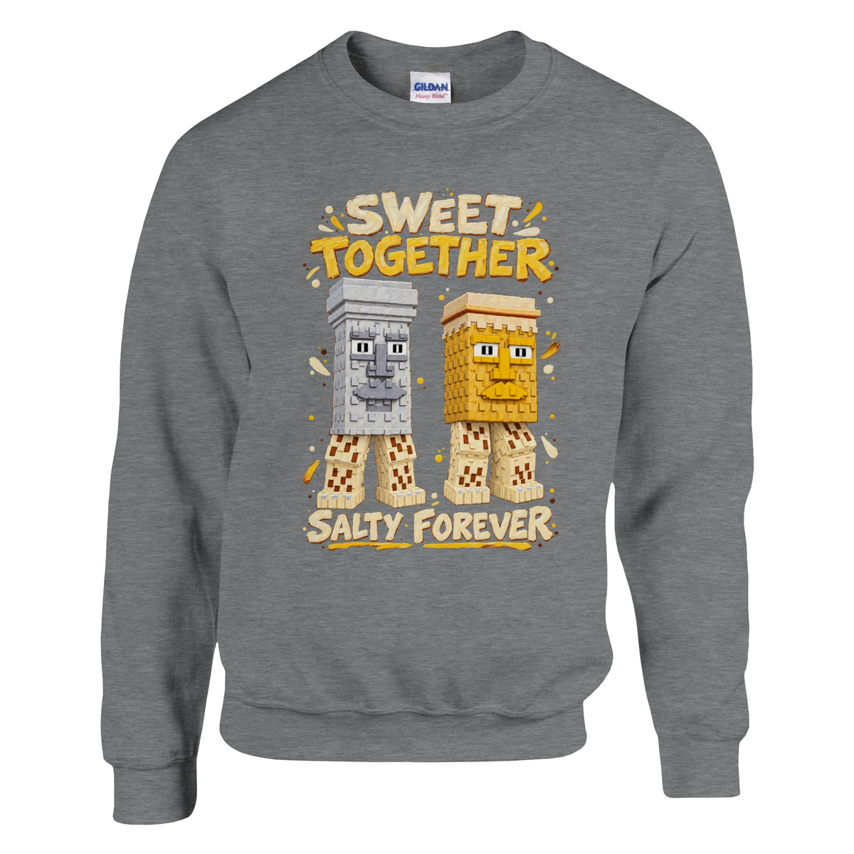 Garama and Madundung print on a sport grey crewneck sweatshirt, front view