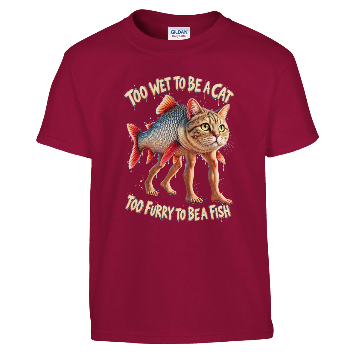 Trulimero Trulichina print on a cardinal red kids t-shirt, front view