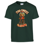 Chicleteira Bicicleteira print on a forest green kids t-shirt, front view