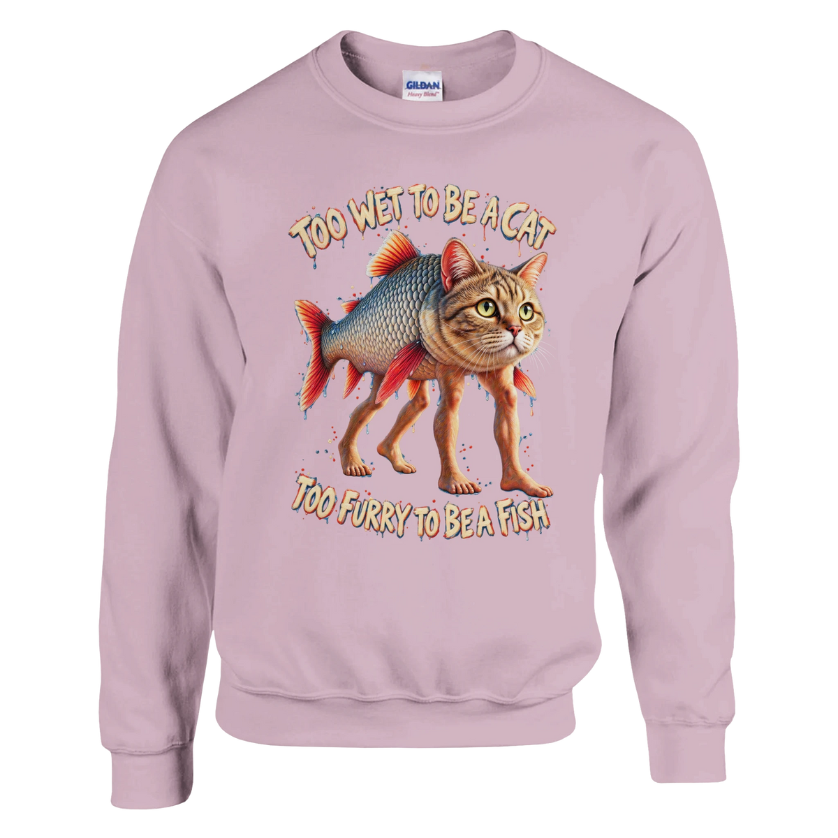 Trulimero Trulichina print on a light pink crewneck sweatshirt, front view