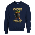 Boneca Ambalabu print on a navy crewneck sweatshirt, front view