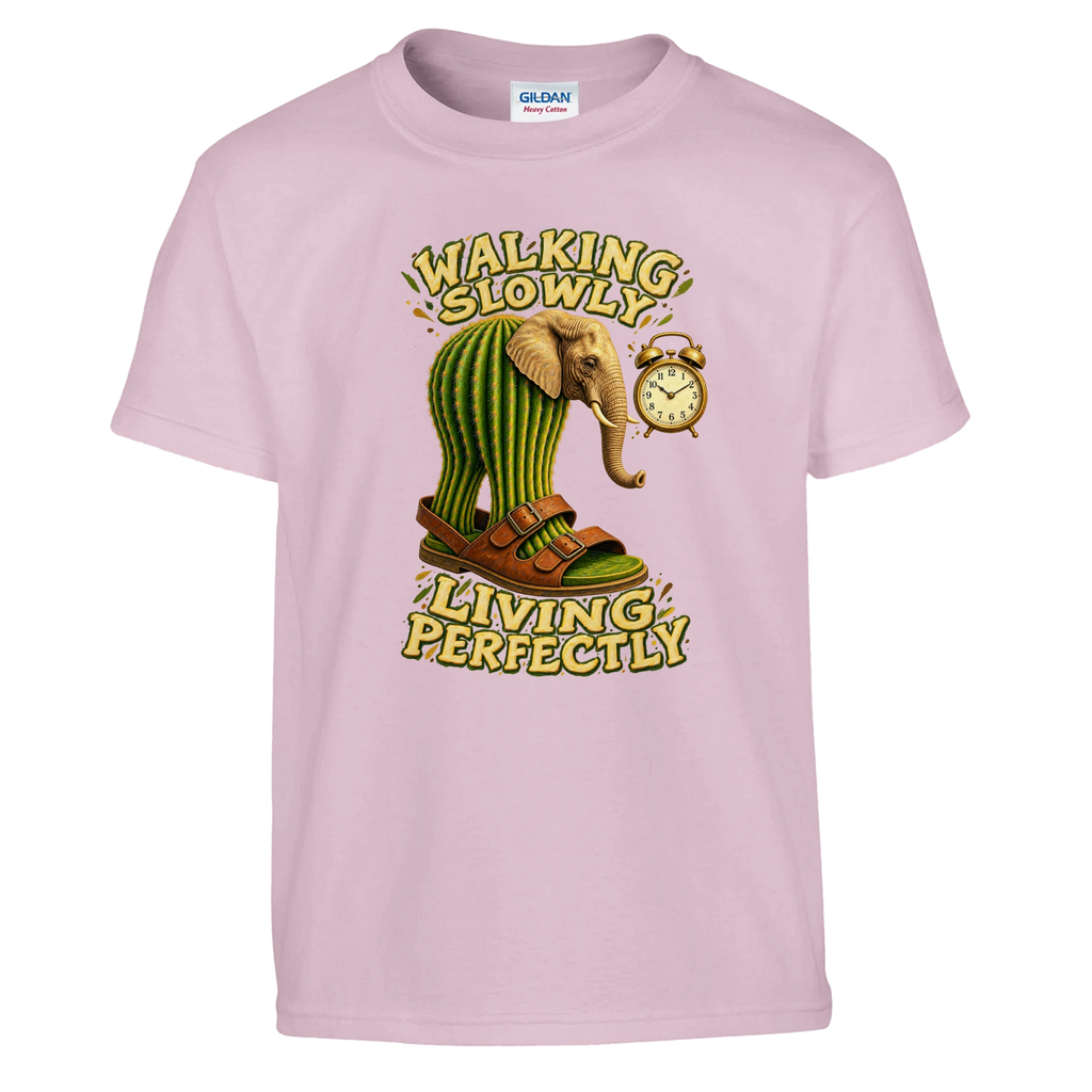 Lirili Larila print on a light pink kids t-shirt, front view