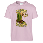 Lirili Larila print on a light pink kids t-shirt, front view