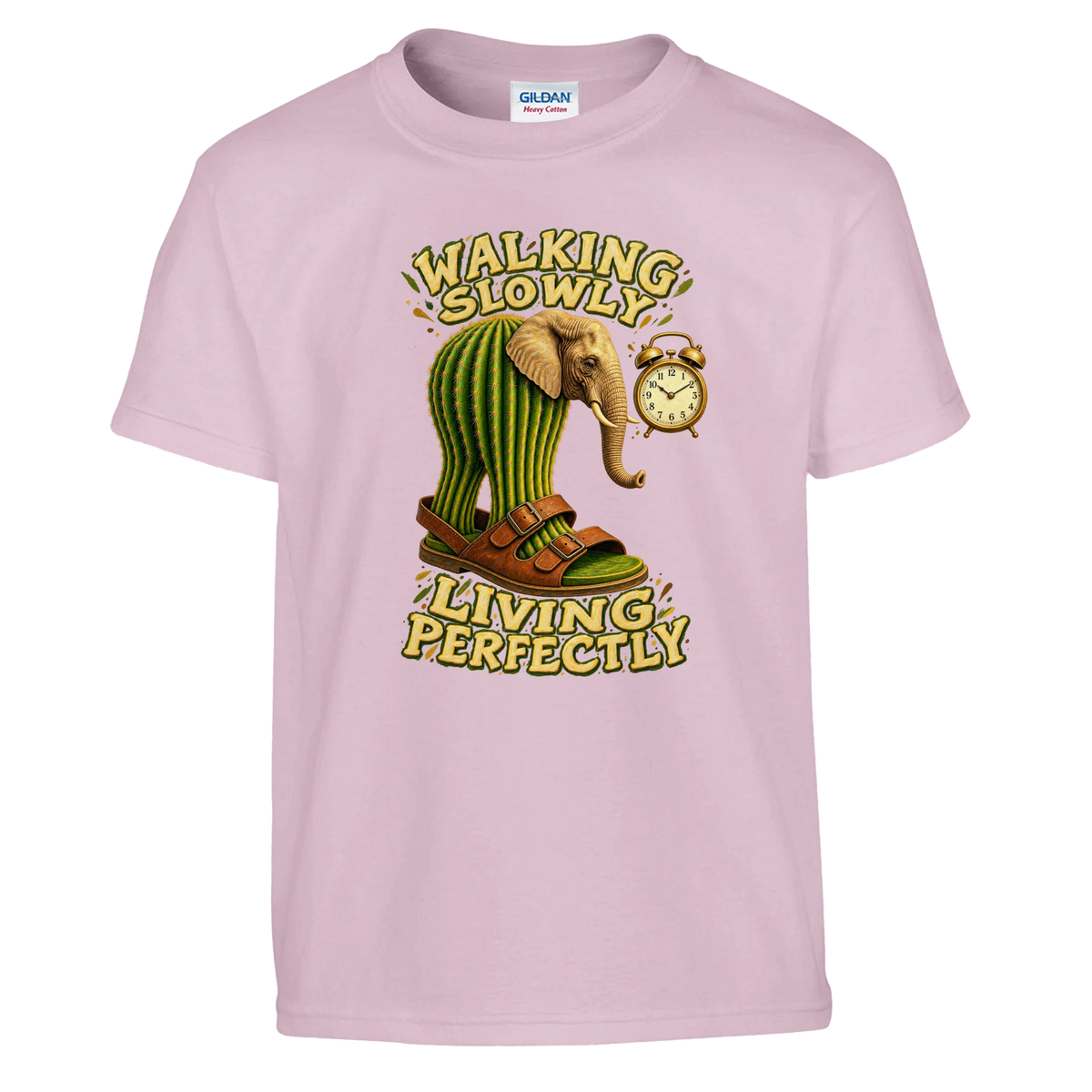 Lirili Larila print on a light pink kids t-shirt, front view