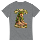 Sport Grey t-shirt printed with Brr Brr Patapim and the words No shoes, no problem, front view