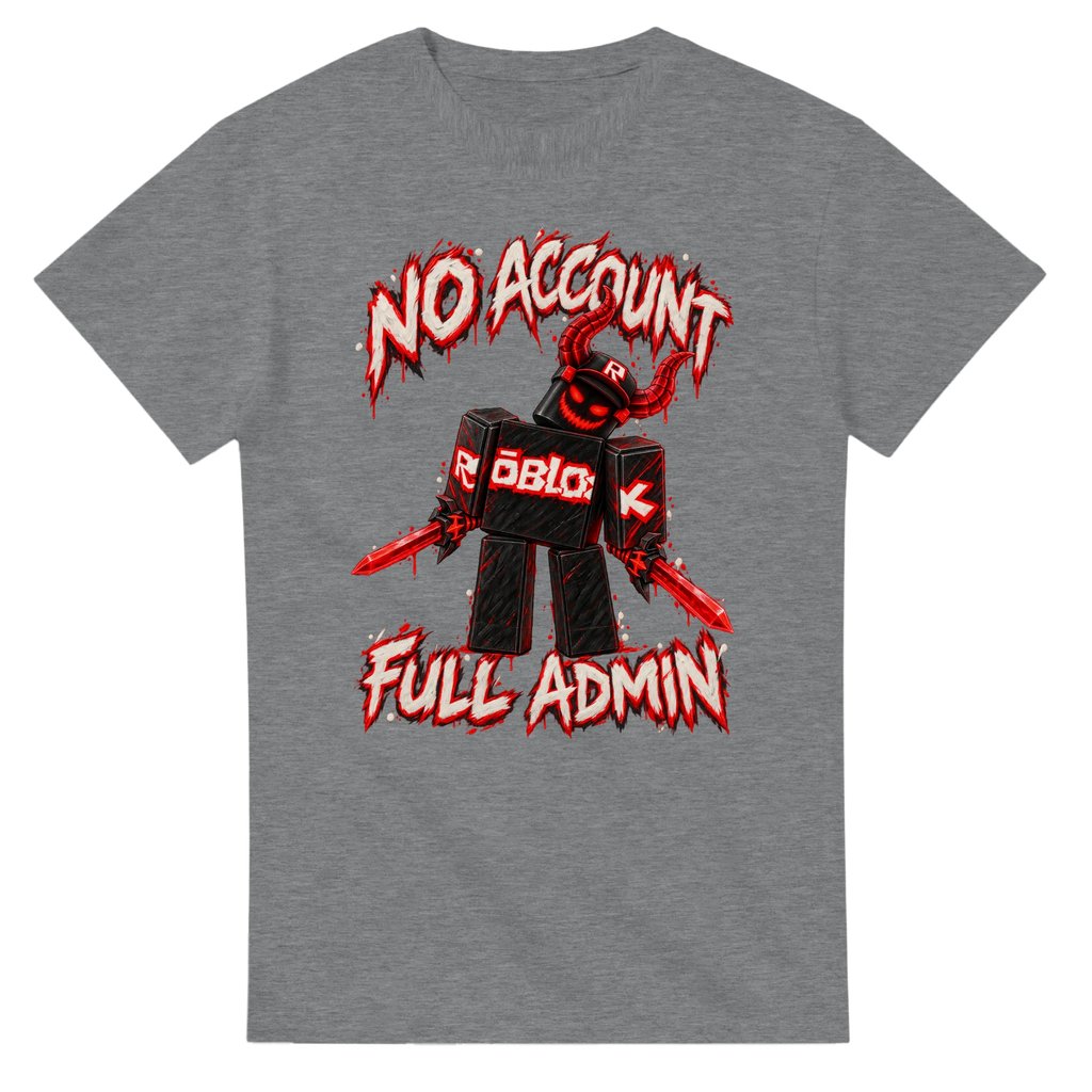 Sport Grey t-shirt printed with Guest 666 and the words No account, full admin, front view