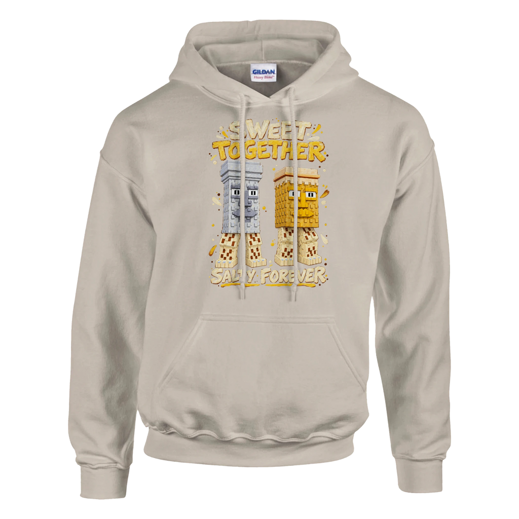 Garama and Madundung print on a sand pullover hoodie, front view