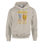 Garama and Madundung print on a sand pullover hoodie, front view