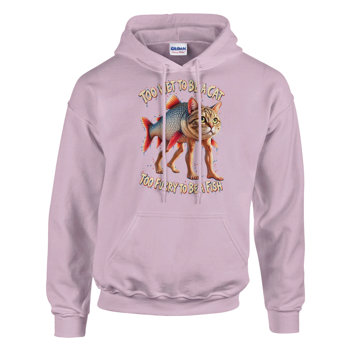 Trulimero Trulichina print on a light pink pullover hoodie, front view