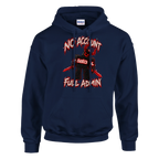 Guest 666 print on a navy pullover hoodie, front view