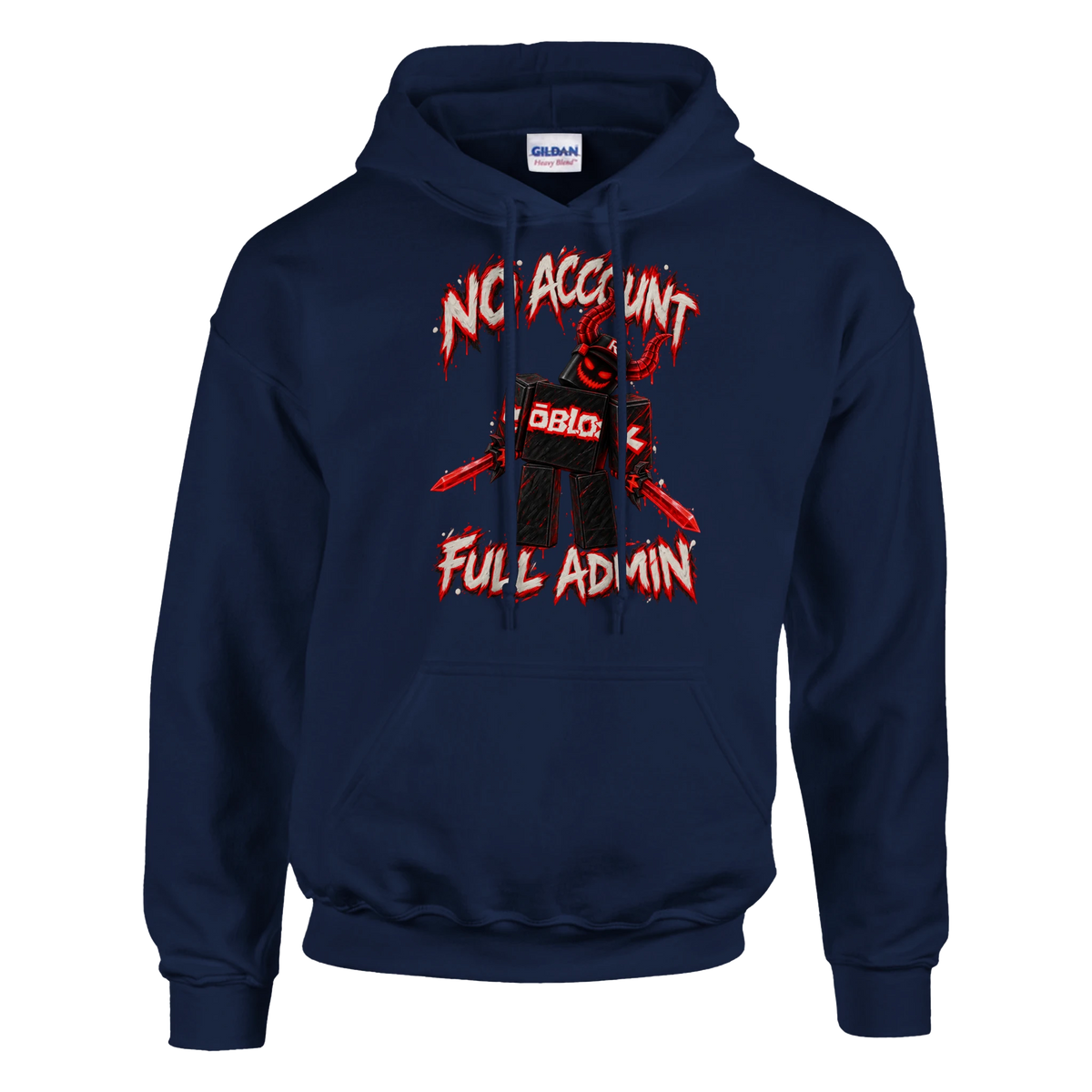 Guest 666 print on a navy pullover hoodie, front view